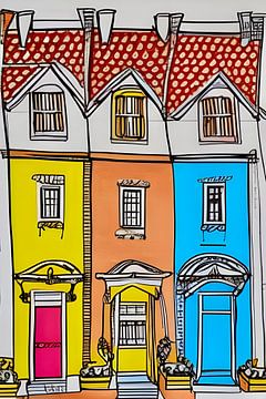 3 huizen variatie van Lily van Riemsdijk - Art Prints with Color