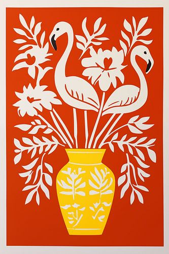 Stilleven met flamingo's