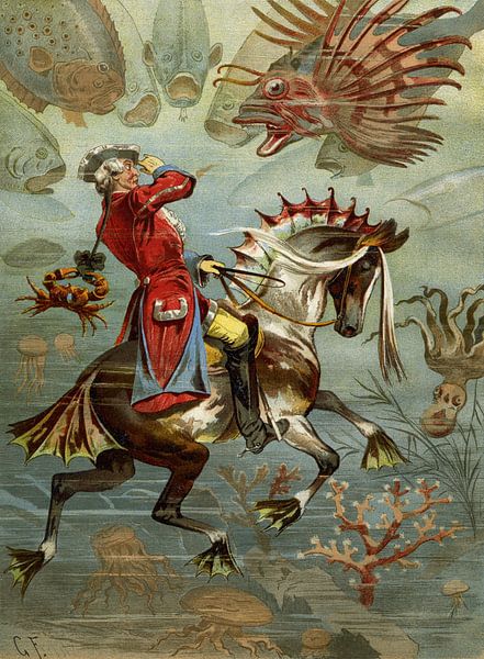 Gottfried Franz, Baron Münchhausen under water - 1894 by Atelier Liesjes