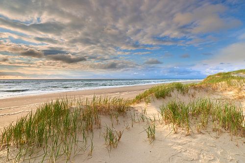 Sunset over a deserted North Sea beach