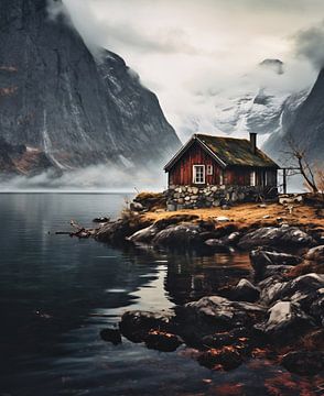Huis aan het fjord van fernlichtsicht