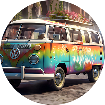 Volkswagen Transporter | Hippiebus No2 | Volkswagenbusje van AiArtLand