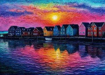 Huizen van Heiligenhafen Zonsondergang van MIROKKU