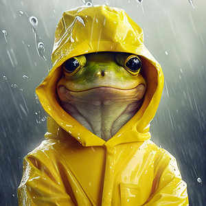 Frosch im Regenmantel Illustration