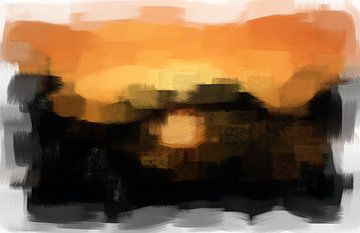 Abstract in zwart oranje van Maurice Dawson