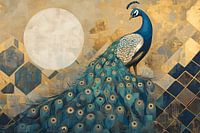 Peacock with geometric patterns