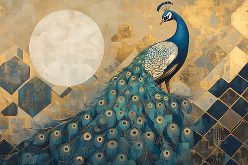 Pauw met geometrische patronen