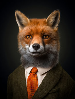 Eleganter Rotfuchs als Geschäftsmann - Britischer Stil trifft N