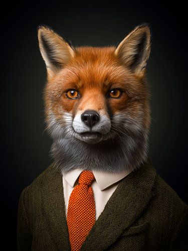 Elegante rode vos als zakenman - Britse stijl ontmoet N