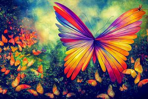 Schmetterling auf einer Blumenwiese Illustration