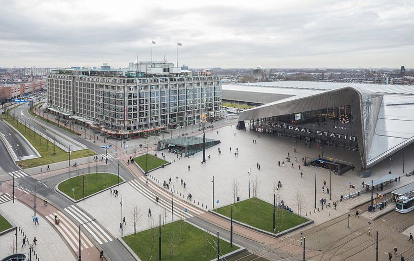 Het uitzicht op het Centraal Station in Rotterdam van MS Fotografie | Marc van der Stelt