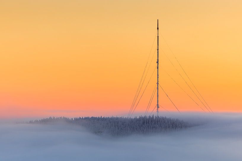 Television tower in the fog of Koli NP by Martijn Smeets