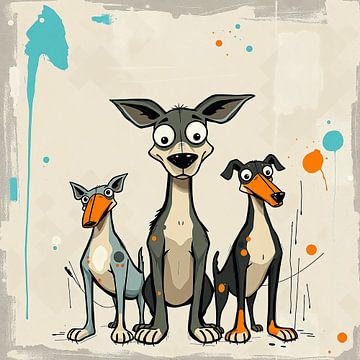 Pack with attitude - Three cartoon dogs in urban art by Wandbilder-Shop