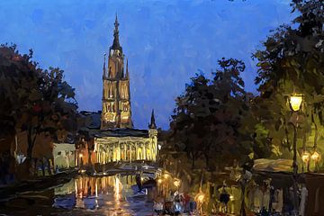 Schilderij Grote Kerk te Breda van Anton de Zeeuw