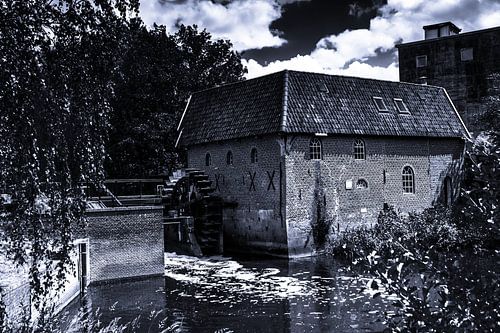 oude watermolen zwart wit
