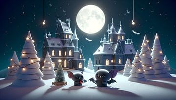 Middernacht ballade van twee vleermuizen in de winter van artefacti