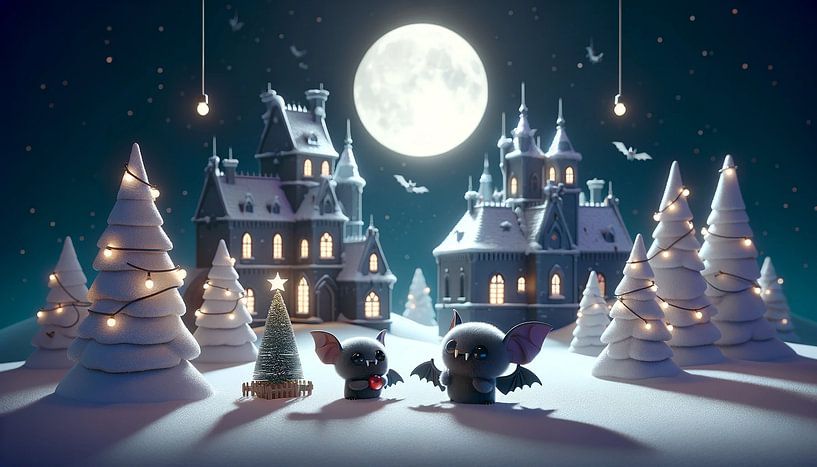 Midnight ballad of two bats in winter by artefacti
