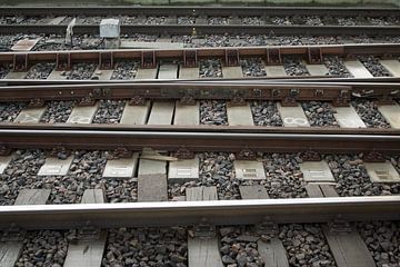 Train tracks on railway yard by Mark Nieuwenhuizen