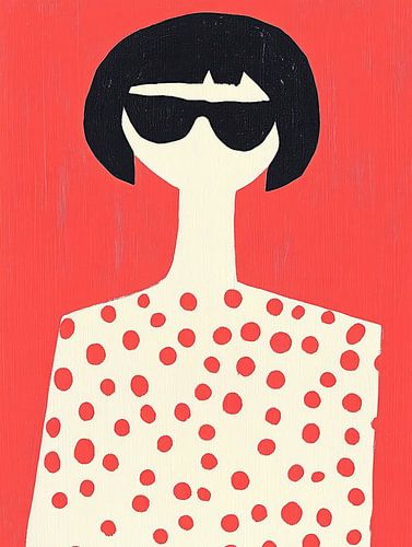 rode polkadots en zonnebril