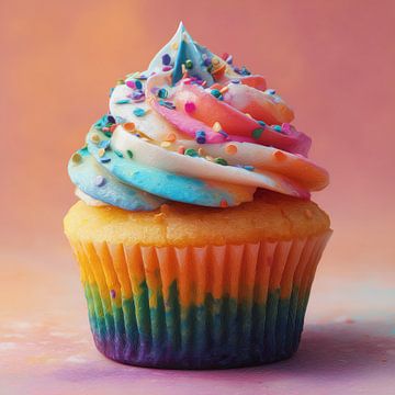 Cupcake gebak blauw-rood artistiek van TheXclusive Art