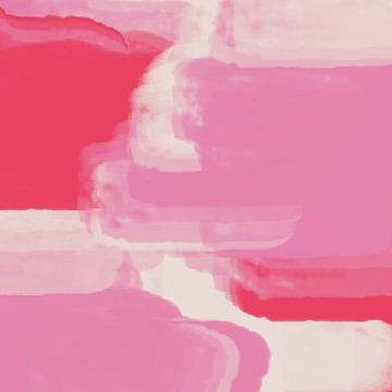 Abstracte kunst in neon- en pastelkleuren. Paars, rood, wit nr. 6 van Dina Dankers