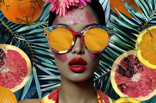 schilderij japans portret met fruit