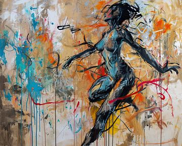 Figure dansante abstraite | Dynamique abstraite sur Blikvanger Schilderijen
