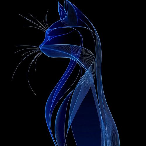Blauwe kattenkop in elegantie