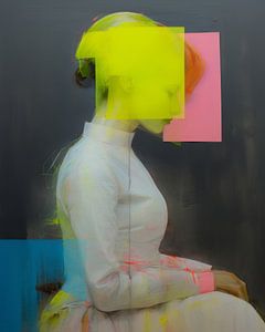 Portrait d'art contemporain en néon sur Carla Van Iersel