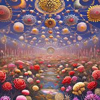 Serie: Surrealistisch Landshap met veel bloemen -1