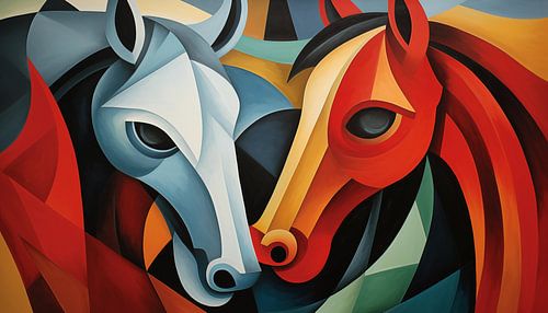 Abstracte paarden kubisme panorama