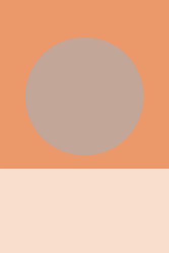 Abstract Japandi-landschap in taupe en oranje