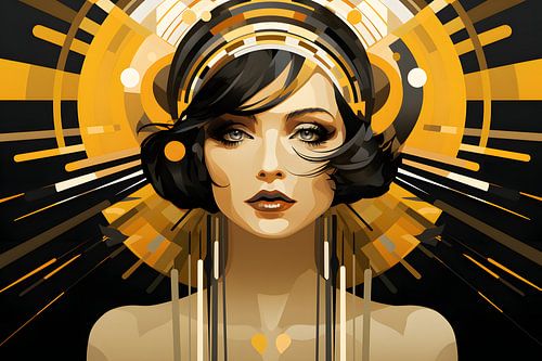 Art Deco vrouwenportret illustratie minimalistisch #6