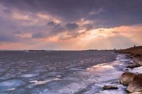 Sunlight at the ice of the Markermeer