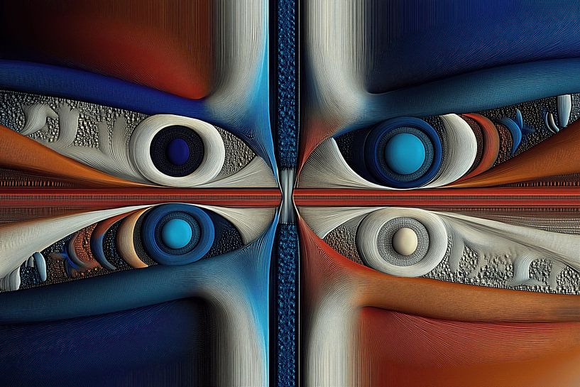 Abstract-Geometric shapes in 3D + line art by Ton Kuijpers