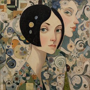 Modernes Frauenporträt mit Blume