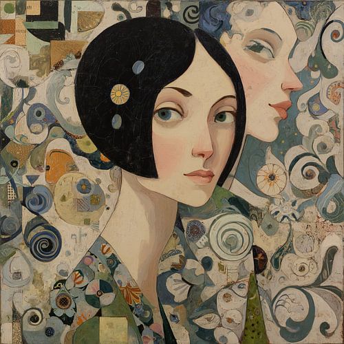 Portrait moderne d'une femme avec une fleur