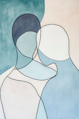 De vormen omarmen - Abstract in blauw