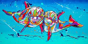 Knuffelende Dolfijnen van Happy Paintings