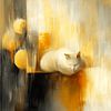 The White Cat in the Golden Twilight | The Resting Point at Home by Karina Brouwer