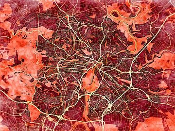Kaart van Kassel in de stijl 'Amber Autumn' van Maporia