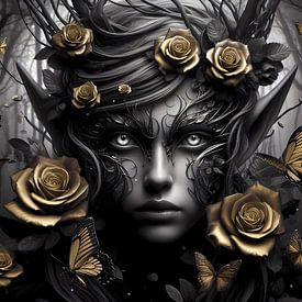 Betoverde elf met gouden rozen van ButterflyPix
