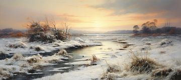 Winterlicht | Winterlandschaft Gemälde von Blikvanger Schilderijen