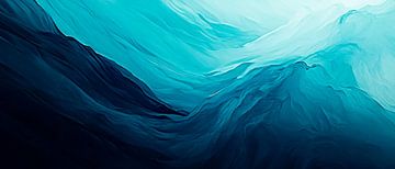 Abstracte golven in koel blauw van Poster Art Shop