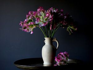 Vase with pink tulips by Jacco van Brecht