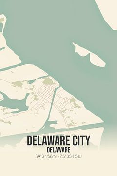 Vintage landkaart van Delaware City (Delaware), USA. van Rezona