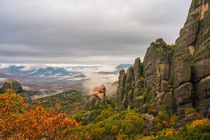 Monasteries of Meteora in autumn landscape