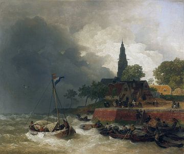 ANDREAS ACHENBACH, Holländischer Hafen während eines Sturms, 1890