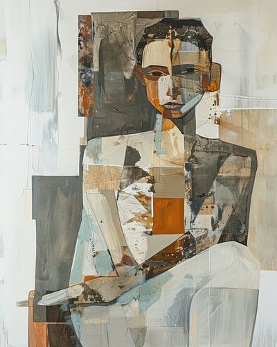 Abstract Geometrisch Portret in Aardetinten