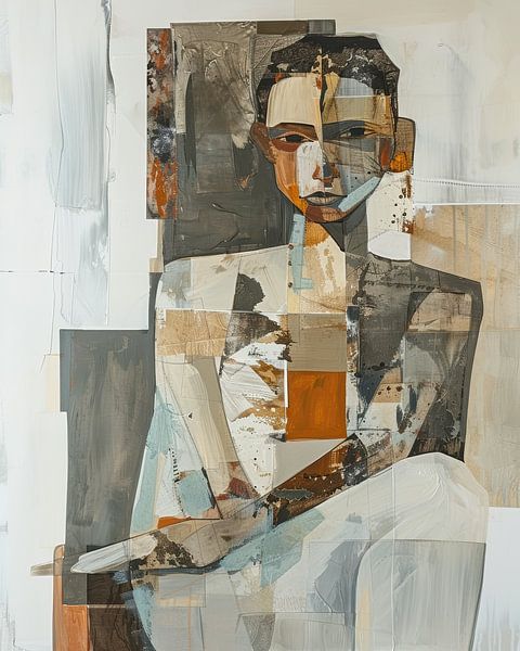 Portrait géométrique abstrait dans les tons de terre par Digatelier